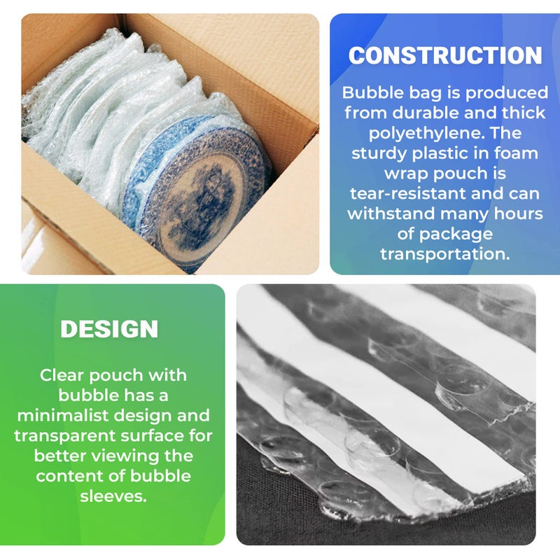 Amiff Shipping Bubble Bag, 4 x 7.5 Inches. 25 Pack Clear Bags for Packaging. Self Seal Bubble Pouches for Packing. Waterproof Polyethylene Storage Moving Bags. Packing Materials for Fragile Items - Image 4